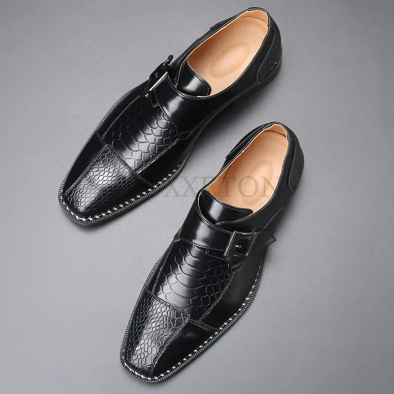 

Мужские деловые классические туфли, обувь на низком каблуке и толстой подошве в британском стиле для офиса, вечеринки, свадьбы, модная черна...