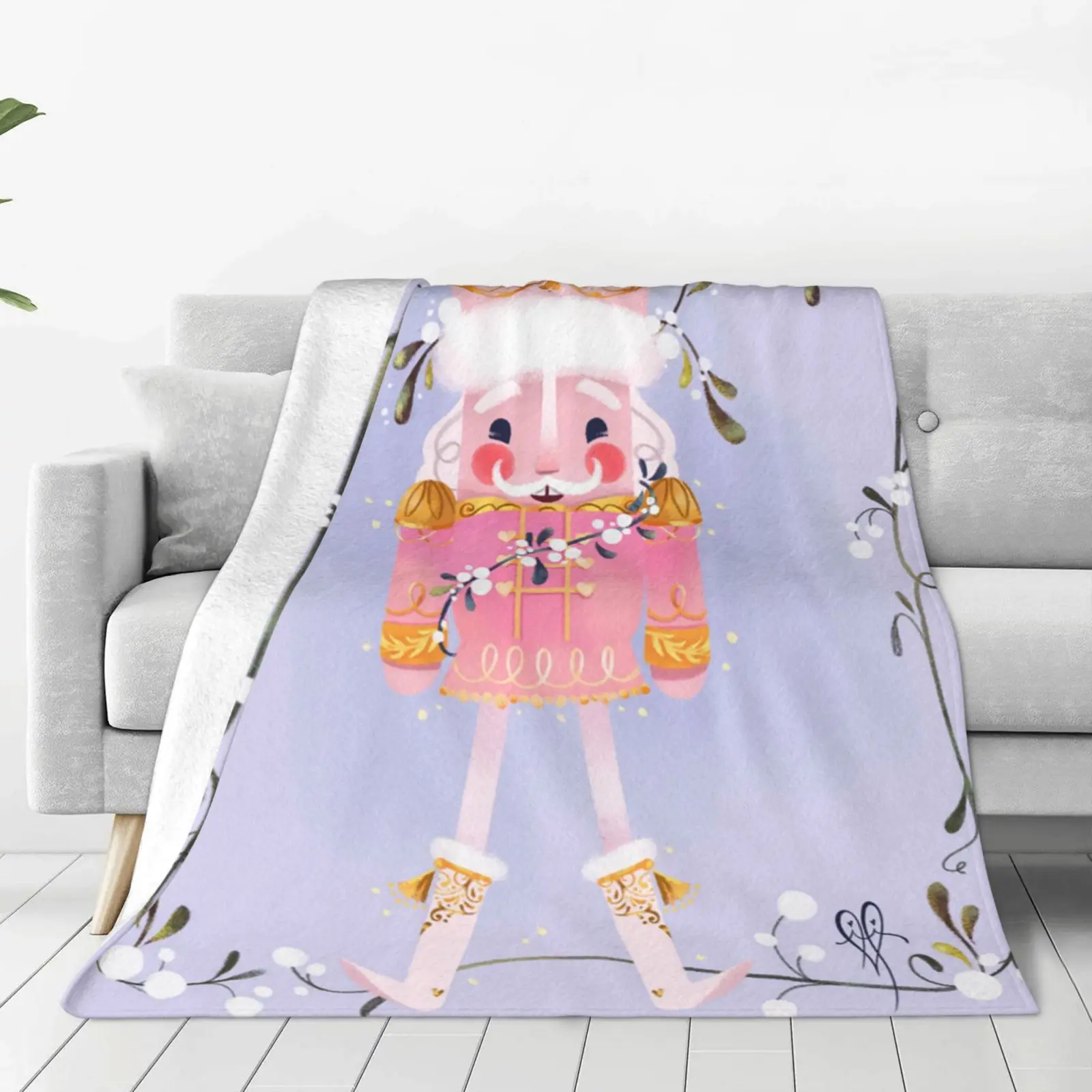 

Nutcracker Cartoon Picnic Blanket Christmas Holiday Thin Blanket Flurry Soft Cozy No Shedding Machine Washable Softness