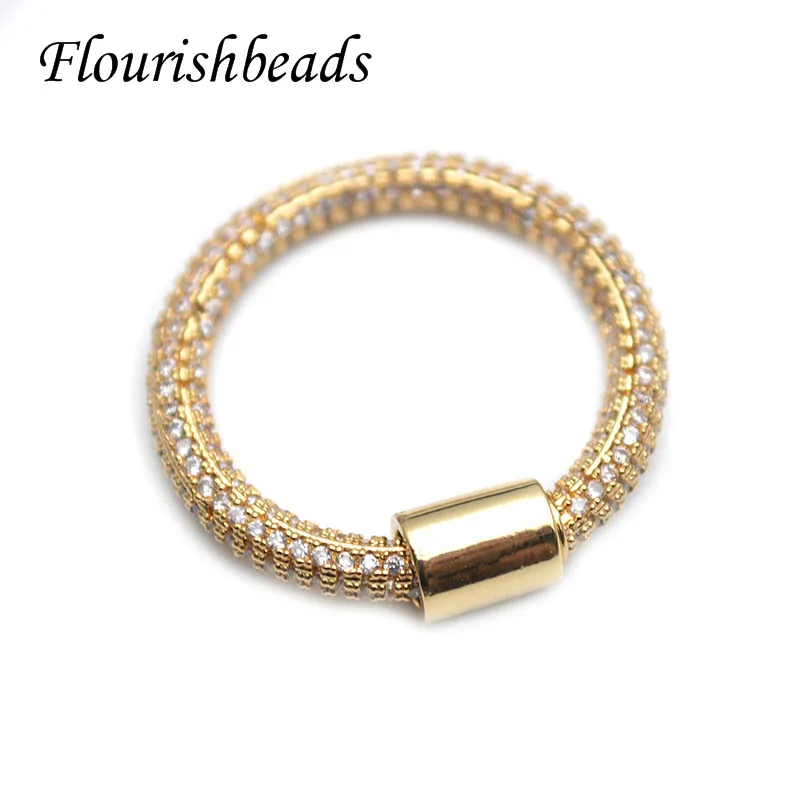 

25mm Luxury Real Gold Plated CZ Beads Paved Screw Locks Carabiner Clasps Accessories for Jewelry Making Supplier