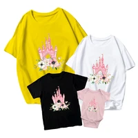 new aesthetic disney castle t shirt casual kids short sleeve baby romper fashion all match unisex adult family matching outfit