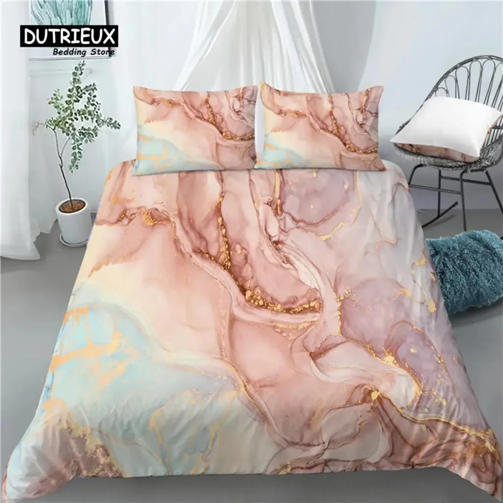 Home Living Luxury 3D Marble Print Comfortable Duvet Cover PillowCase Bedding Set Queen and King EUUSAU Size