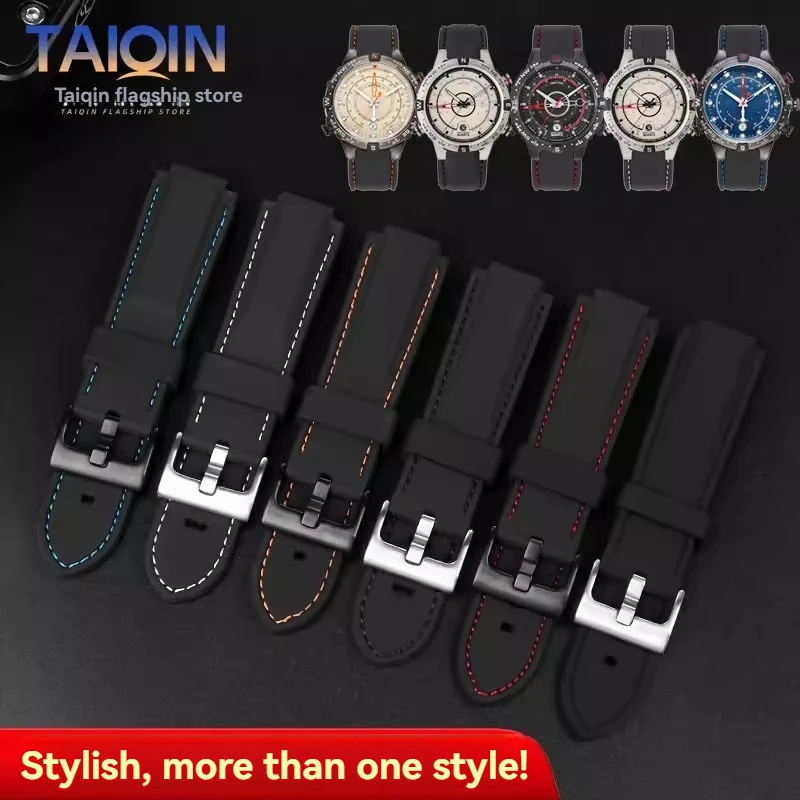 Фото Мужской Timex E-tide Compass T2N720 T2N721 TW2T76300 водонепроницаемый мягкий силиконовый резиновый ремешок для часов с инструментами, винтовые штифты №3