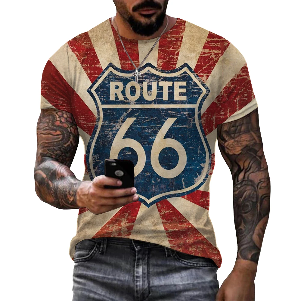 

Personality Streetwear Route 66 T-shirt 3D Print Route 66 Pattern Men T Shirts Oversized Tops Men Unisex Casual Tee Shirts