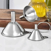 3pcs kitchen tools stackable multi function stainless steel funnel dry ergonomic hangable durable transferring liquid easy clean