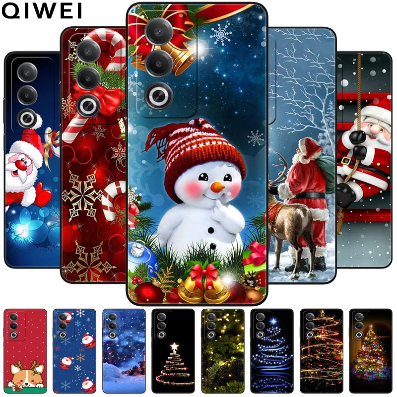 Рождественские чехлы для телефонов OPPO A80 5G чехол Снеговик силиконовый ТПУ мягкий