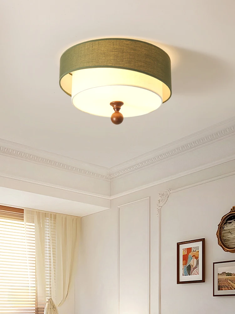 Винтажный тканевый японский потолочный светильник в стиле ретро для спальни