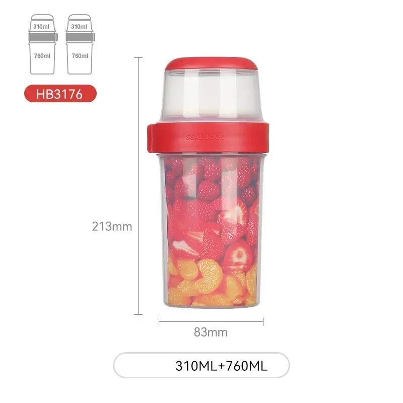 

Экологичный Герметичный Двухслойный Круглый Ланч-бокс С Отделениями Для Хранения Овсянки, Орехов, Йогурта, Салата