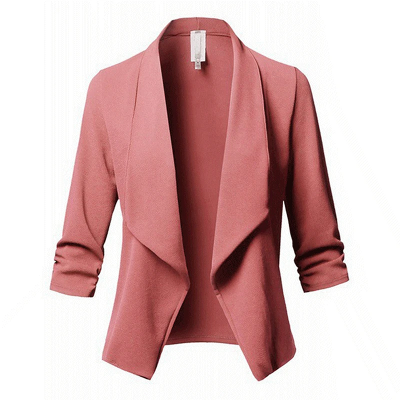 

Bigsweety New Women Formal Jackets Office Work Open Front Notched Slim Ladies Blazer Spring Autumn Casual Cardigan Tops Blazer