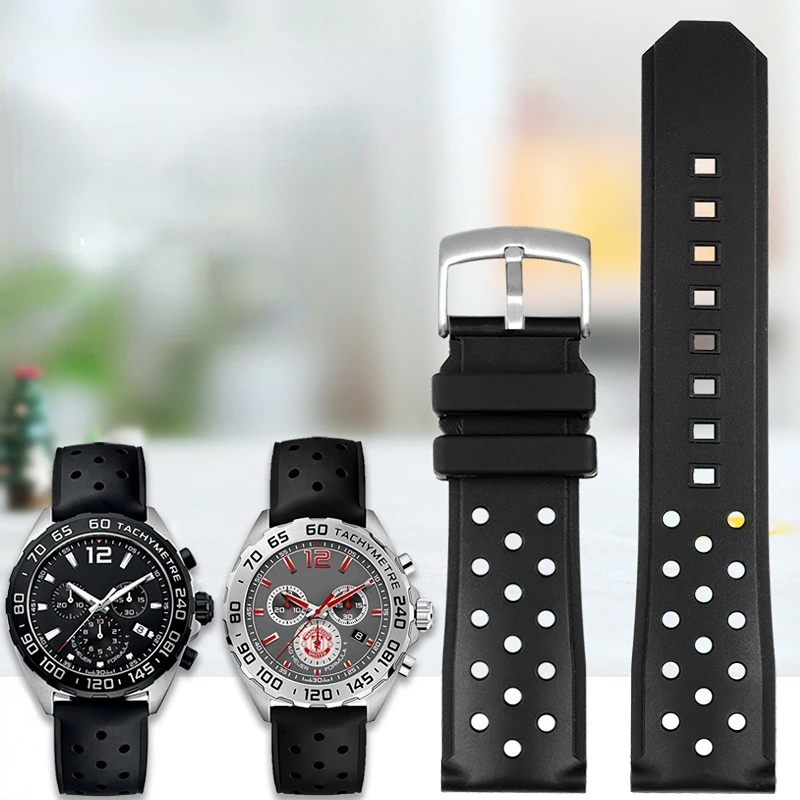 

22mm Silicone Durable Watch Strap for Tag Heuer Racing F1 WAZ2113 MONACO Outdoor Sports Rubber Soft Men WatchBand Accessories