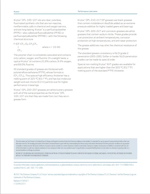 Krytox GPL 222 1 кг масляной смазки Perfluoropolyether нетоксичная