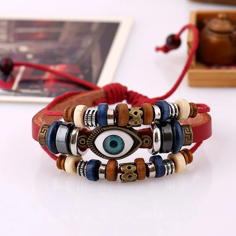 

Gedo Popular Jewelry New Diy Beaded Eyes Cowhide Bracelet Pull Adjustable Couple Leather Bracelet Hama Beads Bracelet Making Kit