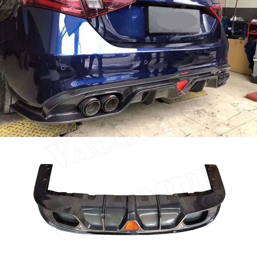 

Carbon Fiber Rear Lip Diffuser Spoiler With Lamp for Alfa Romeo Giulia Sedan 4 Door 2016 2017 Car Styling