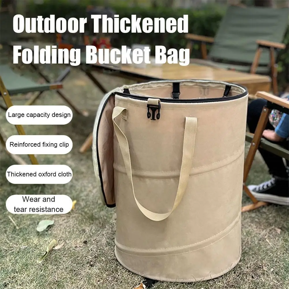 

Garden Trash Can Folding Portable Storage Fallen Leaves Outdoor Dirty Clothes Basket Weed Bags Camping Picnic BBQ Storage