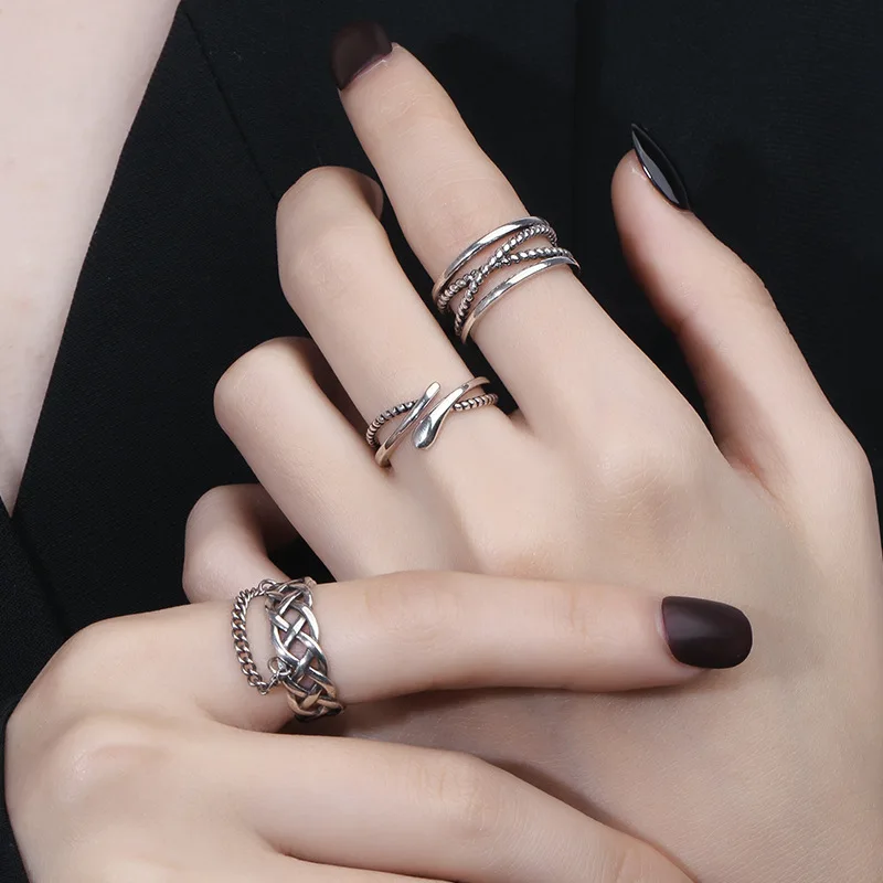 

Vintage Two-story Cross Ring Men Women Geometry Personality Finger Hoops Handmade Europe And America Fashion Hip Hop Jewelry