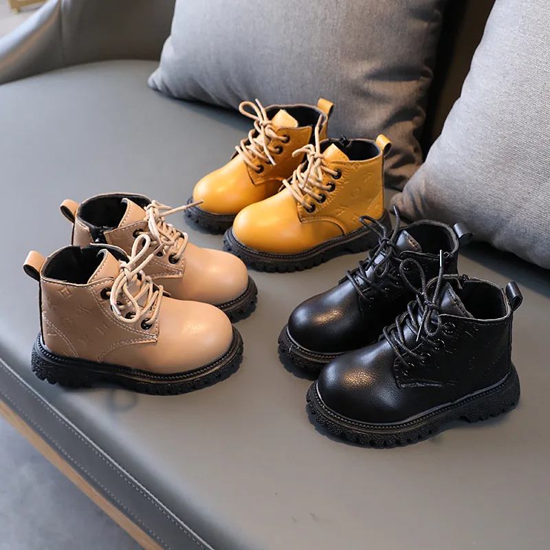 

2022 Size 21-30 Children Casual Shoes Baby Boys Short Boots PU Leather Boots Little Girls Boots Waterproof Martin Boots For Kids