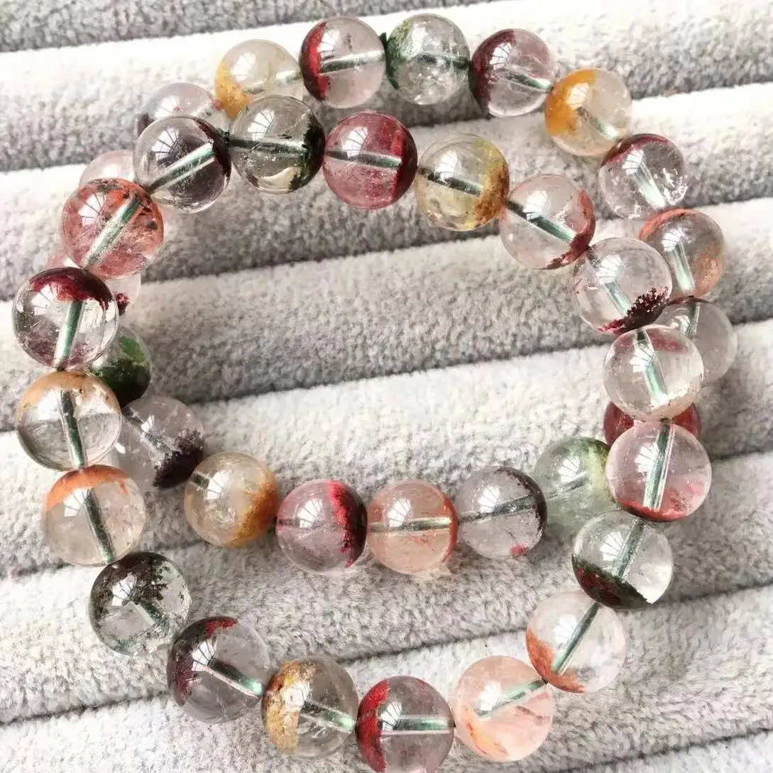 

(18) 2bracelets as photo approx10-10.8mm natural phantom quartz