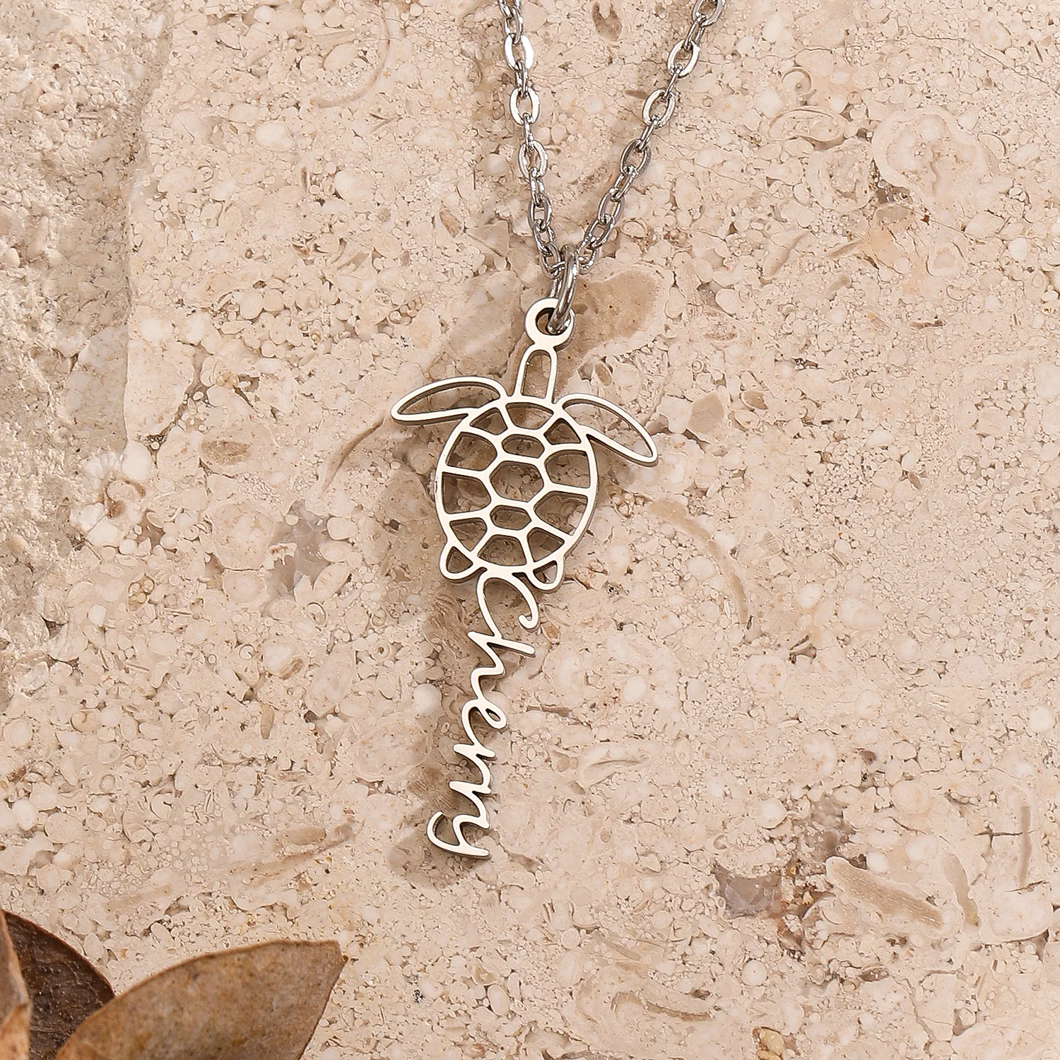 1 шт. индивидуальное милое ожерелье с именем черепахи для женщин из нержавеющей