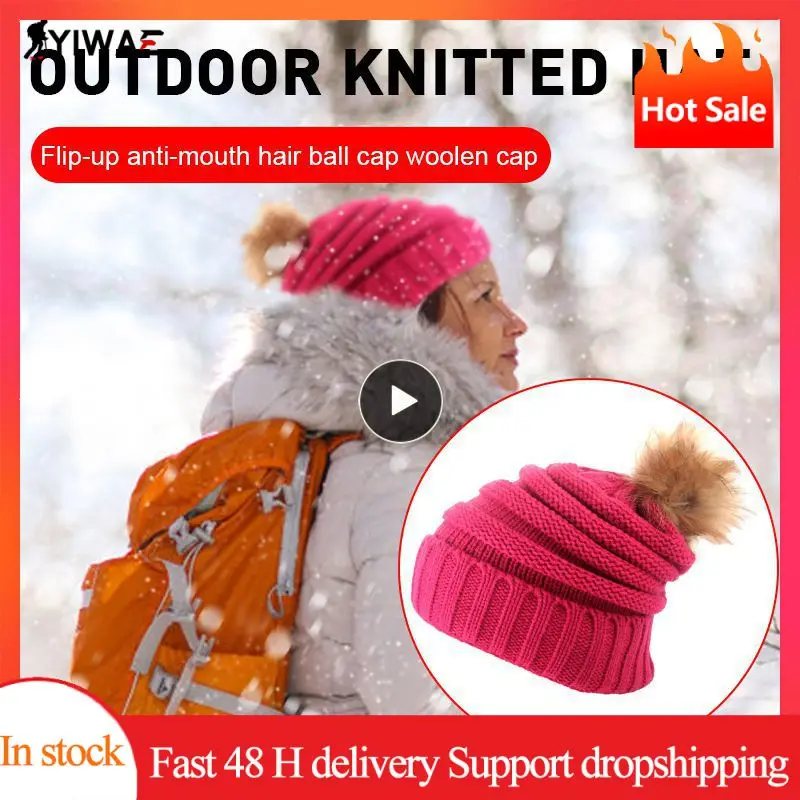 

Winter Baggy Crochet Caps Women Soft Warm Wool Knit Ski Beanie Skull Slouchy Hat Family Matching Caps Hats