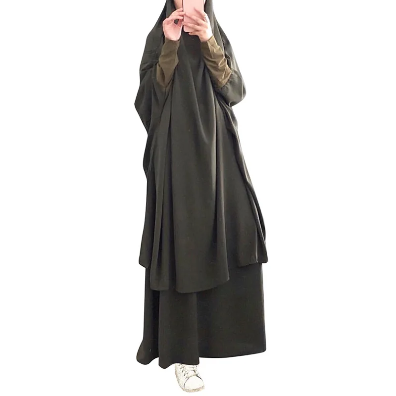 Fashion Khimar Muslim Sets Prayer Wear Woman Hijab Dress Full Cover Hooded Abaya Long Dresses Islam Jilbab Ramadan Clothes