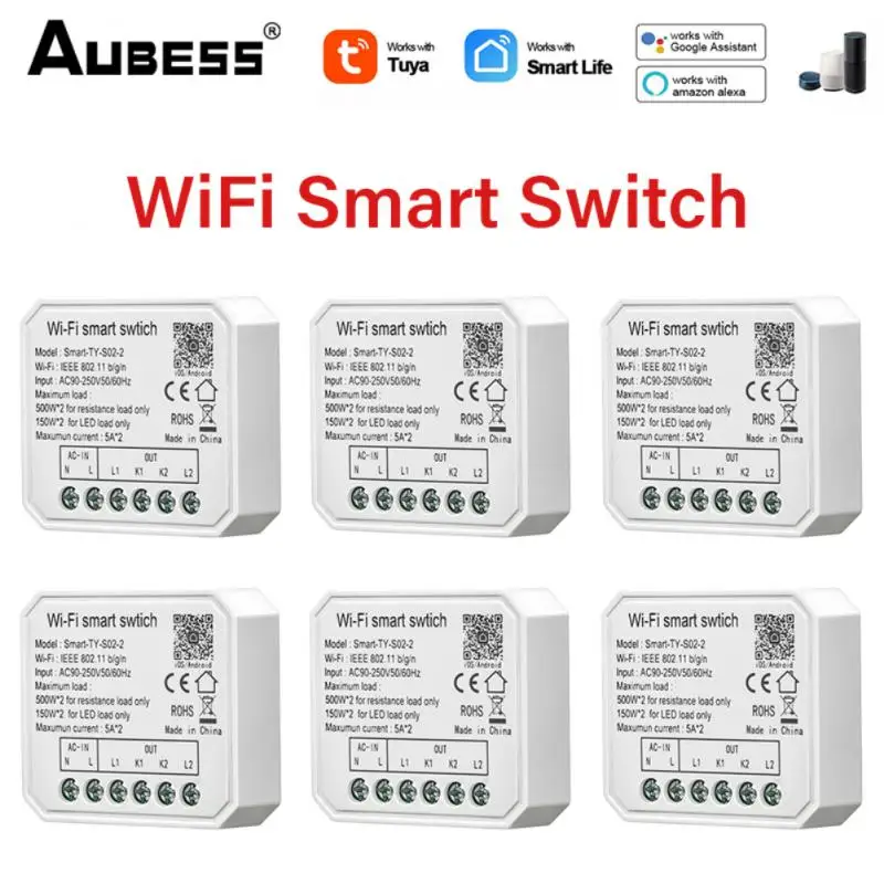 

WiFi 1/2 Gang Smart Light Switch Mini DIY Module Timing Smart Life APP Remote Control Works With Tuya Alexa Alice Google Home