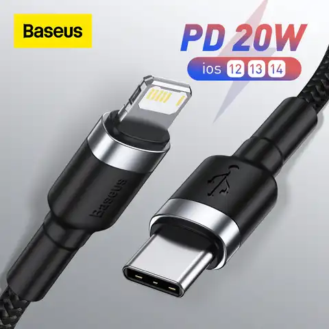 Кабель Baseus PD 20 Вт USB C для iPhone 12 11 Pro Max, кабель быстрой зарядки USB C для iPhone 12 7, кабель передачи данных USB Type C