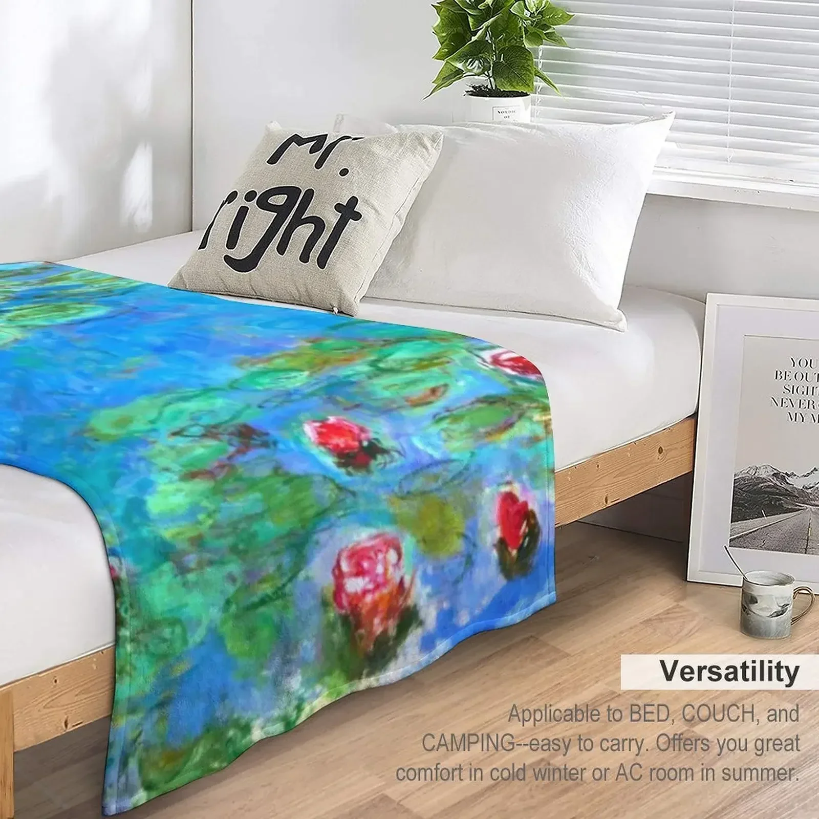 Claude Monet - голубые синие водные лилии/Nymph Xouth Vert d⟪u Throw Blanket Nap Свободные забавные