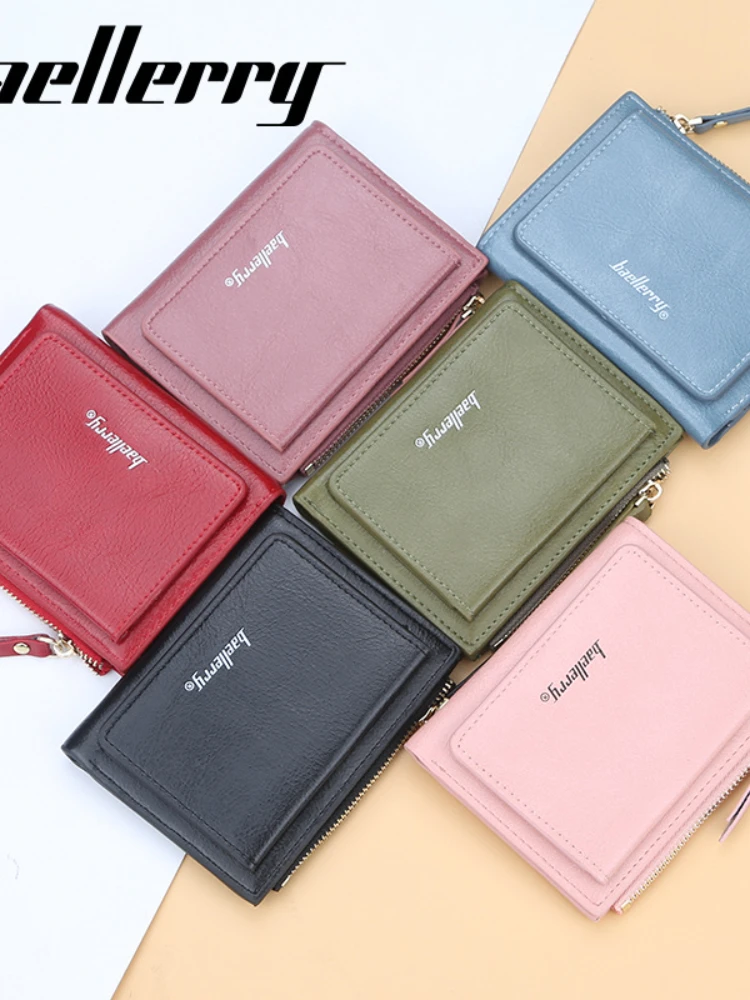 Новый женский короткий кожаный кошелек на молнии с двойной пряжкой в европейском