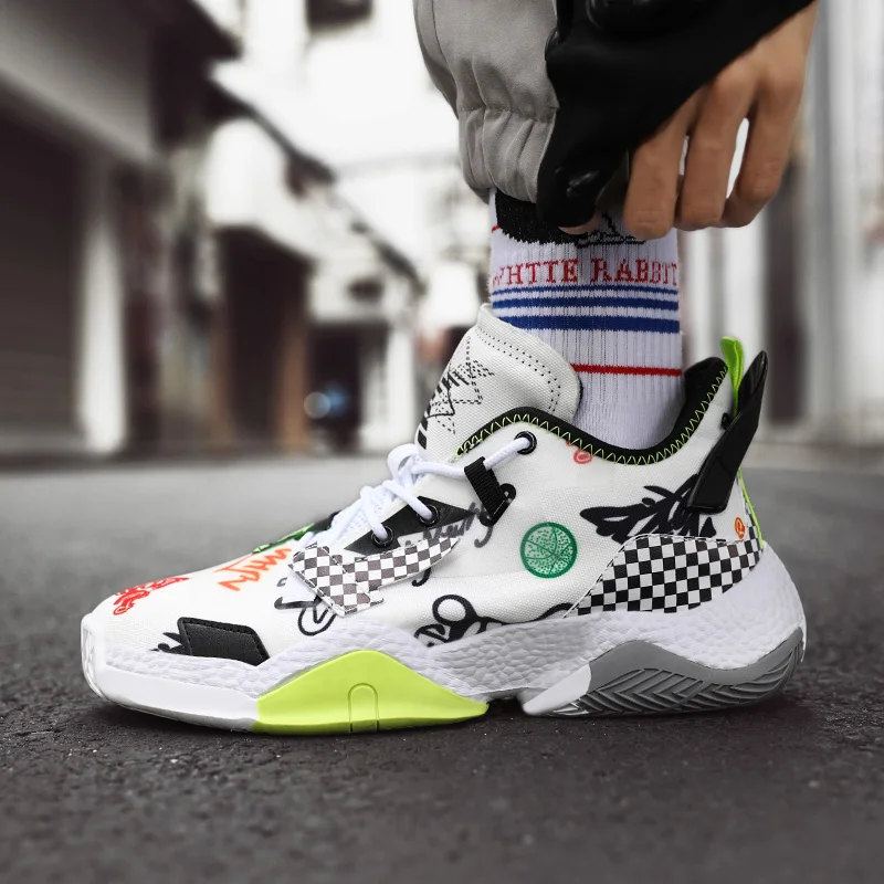 

Мужские баскетбольные туфли, дышащие, Нескользящие, амортизирующие, спортивная обувь в стиле ретро, для спортивных тренировок, для подростк...