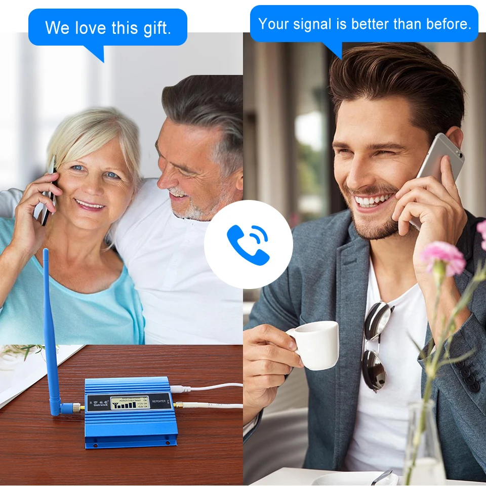 Lintratek 2G 3G 4G Cellular Amplifier GSM 900 LTE 1800 WCDMA 2100MHz Network  Data Cellphone Booster Full Kit Repeater+Antenna