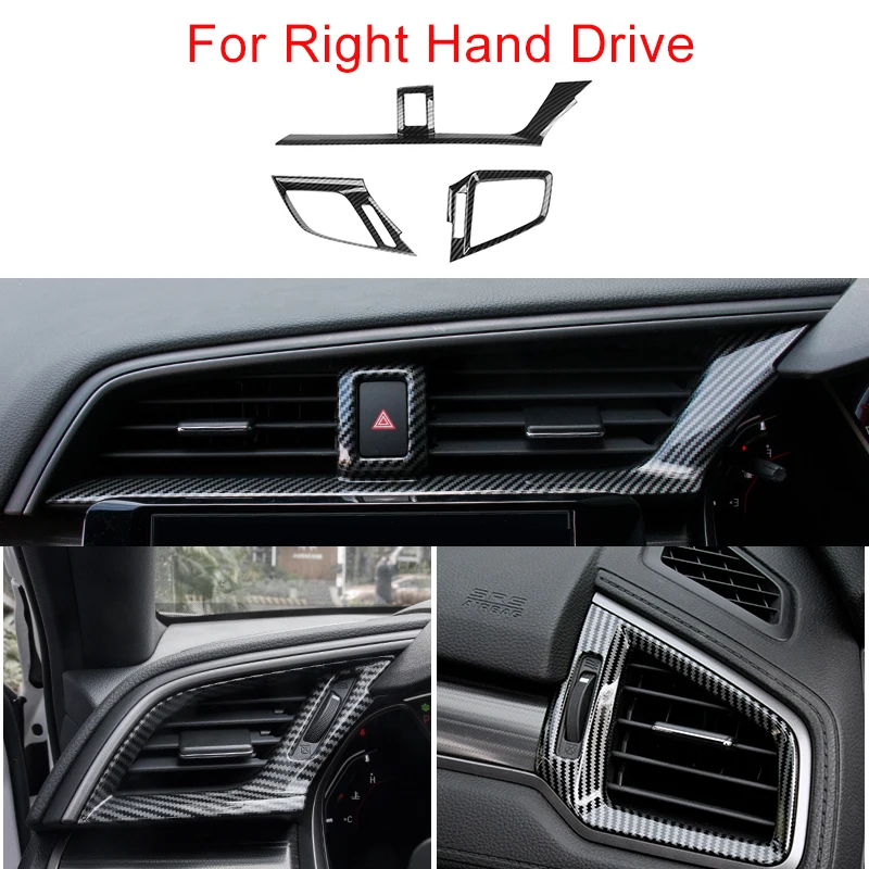 

Накладки на рамку вентиляционного отверстия на приборной панели для Honda Civic, аксессуары 10-го поколения 2016 2017 2018 2019 2020 2021