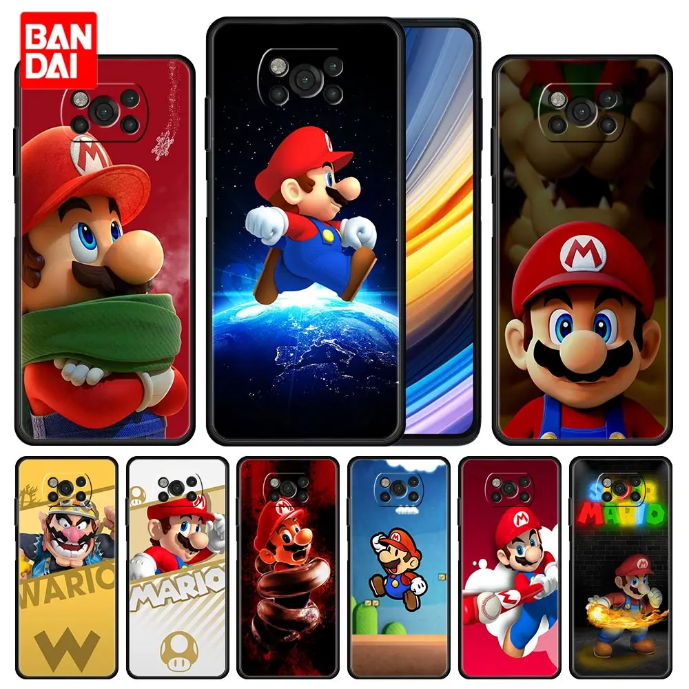 

Super Mario Characters Case for Xiaomi Mi Poco X3 NFC F3 Redmi Note 9s 9 9A 9C 8 10 11 9T 8T 10T K40 Pro Plus Black Cover Funda