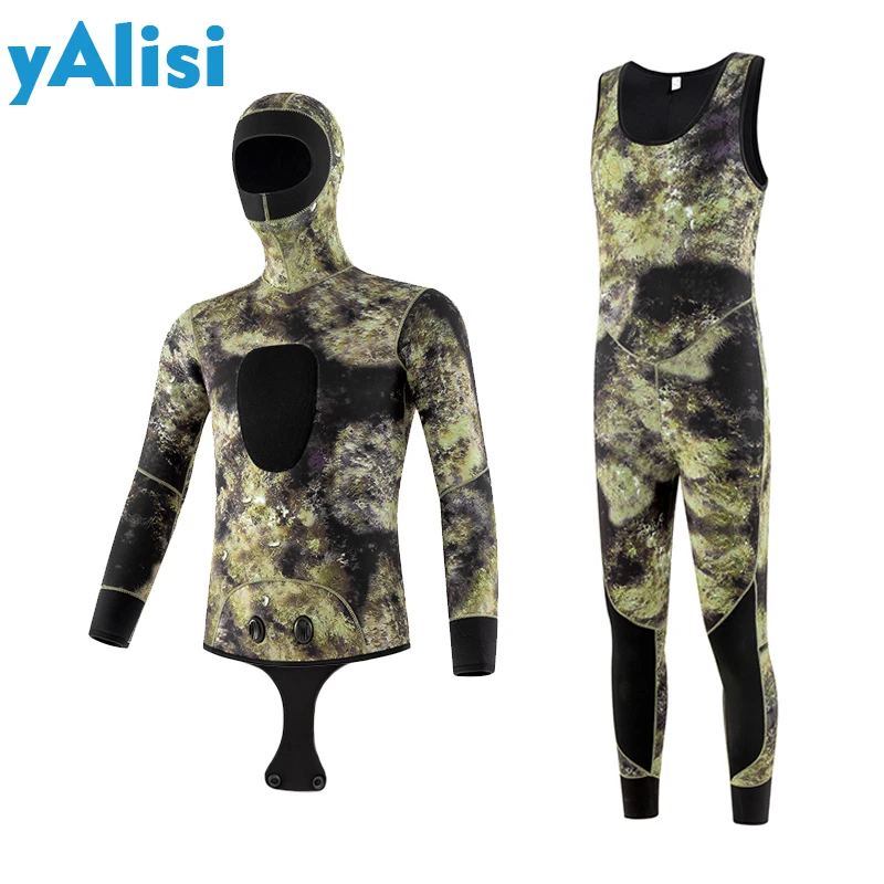 KKQ-008 One Piece Fishing Suit Camouflage Pattern Hat Men's and Women's Wetsuits Surfing Snorkeling Full Wetsuits