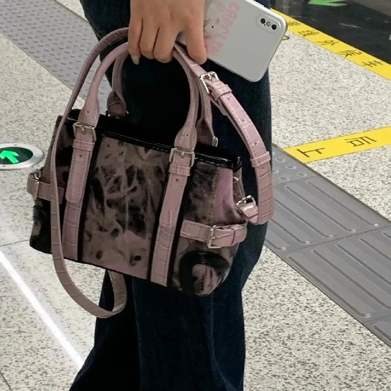 

New Fashion leather Shoulder Lady Tote Bag Simple Tie-dye Commuter Crossbody Student Bag Tie Dye Tote Women Handbags Purse