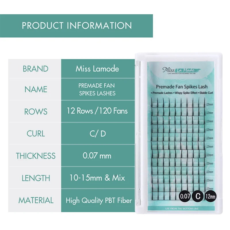 Misslamode Spike Lashes Fairy Eyelashes Extension 3D A/M Shape False Natural Self Grafting 0.07 CD Curl |