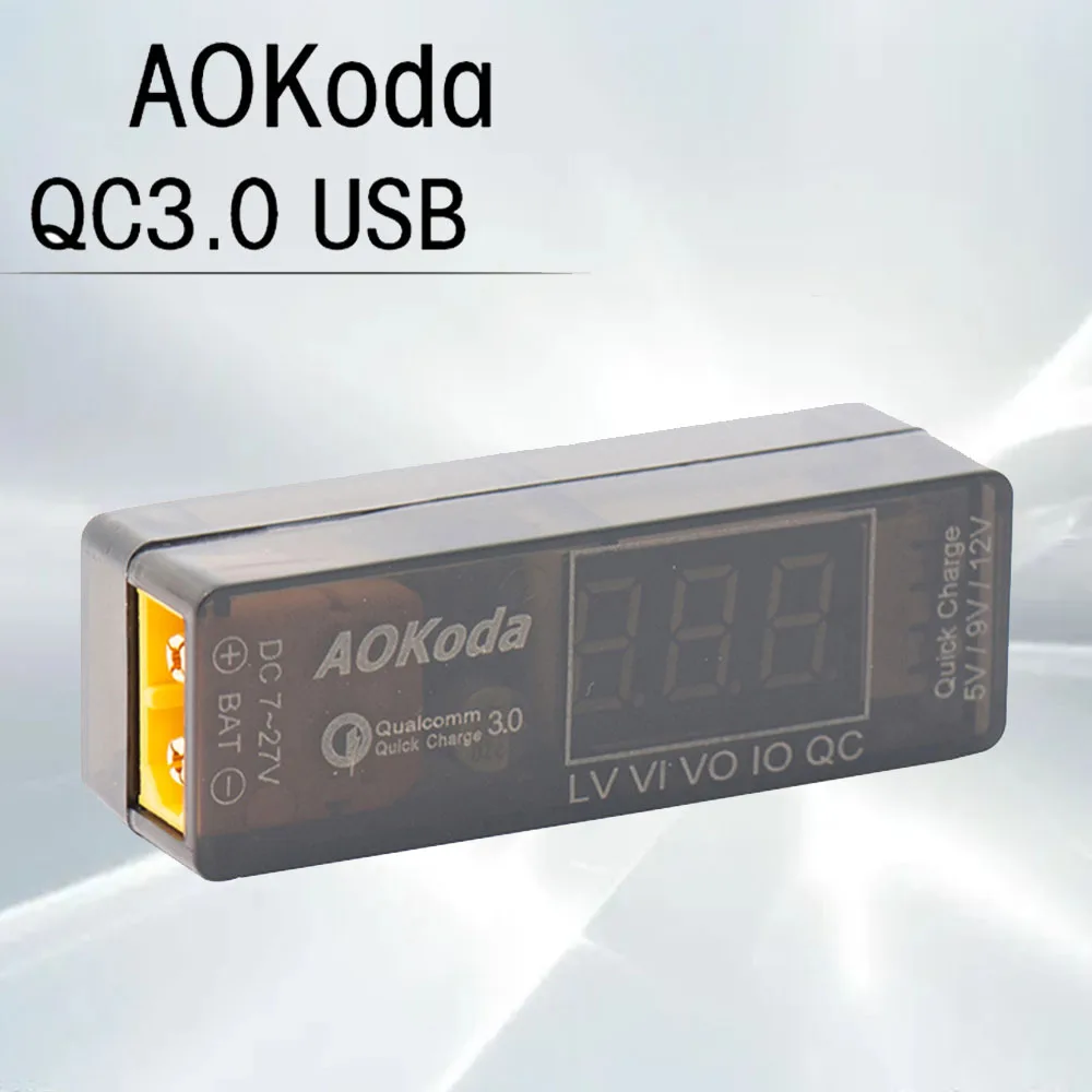 

AOKoda XT60 to USB QC3.0 Quick Phone Charger LiPo Battery Discharger Power Converter adapterfor Smartphone Tablet PC