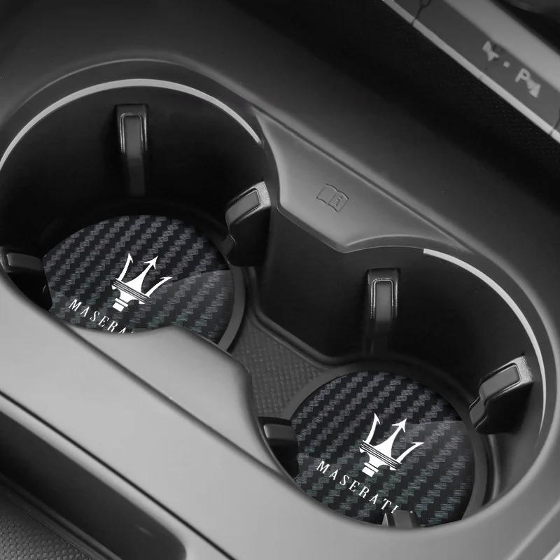 2 шт. автомобильный коврик из углеродного волокна с узором нескользящий для чашки