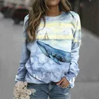 Женский хлопковый пуловер с длинным рукавом и круглым вырезом