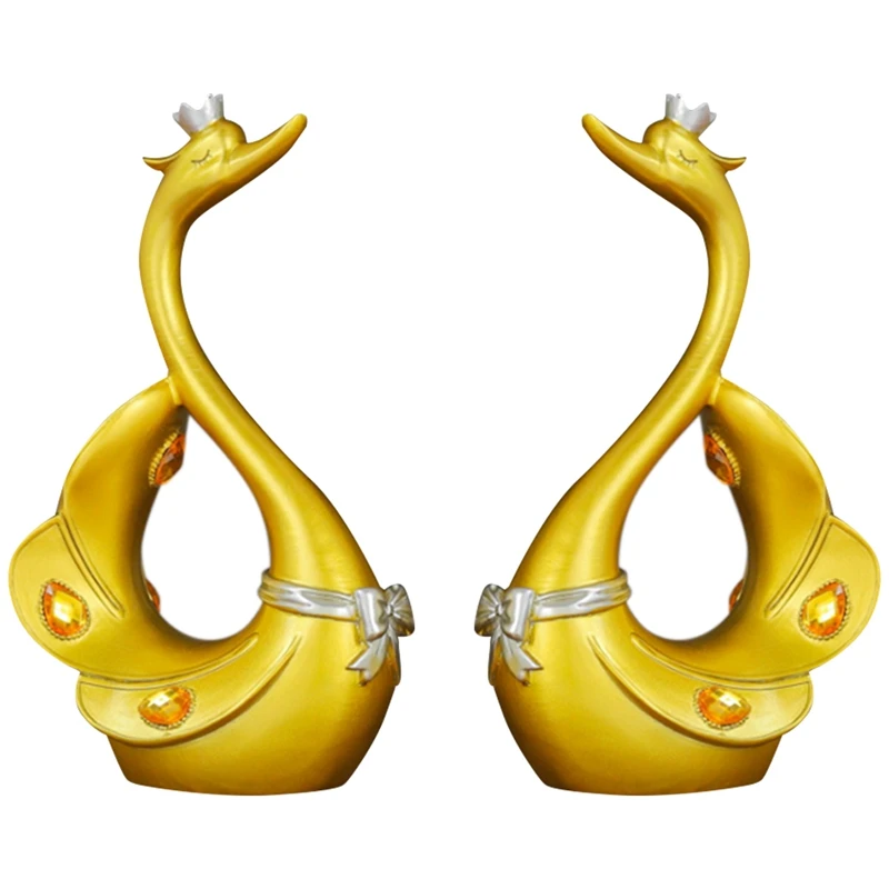 

2PCS Modern Creative Phoenix Swan Resin Handicraft Ornaments Living Room TV Cabinet Wine Cabinet Home Decoration Gift, B