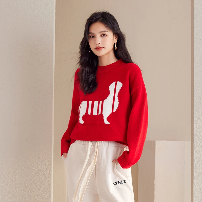 Пуловер с круглым вырезом в корейском стиле свободный свитер женский модный