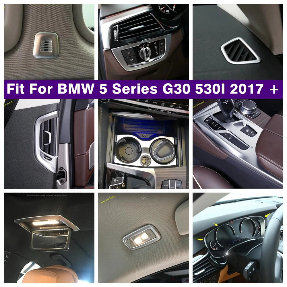 

Dashboard Air AC Gear Box Cup Holder Lights Control Panel Cover Trim For BMW 5 Series G30 530I 2017 - 2021 Matte Interior Refit