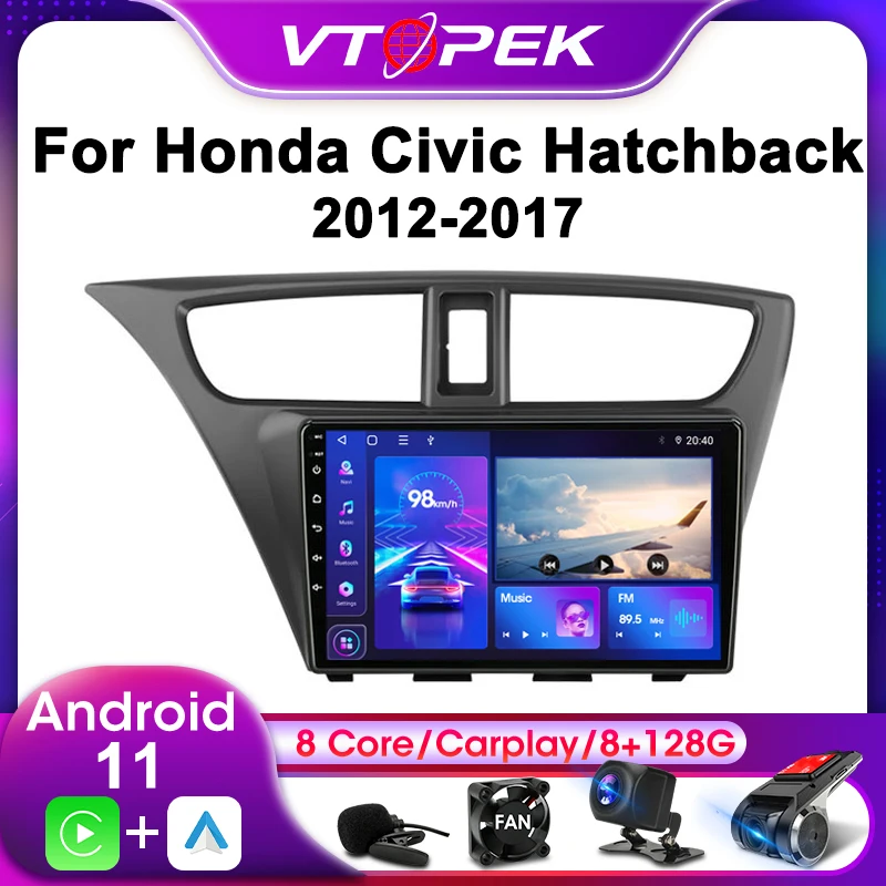 Vtopek 2Din For Honda CIVIC Hatchback 2012-2017 4G Android 11 Car Stereo Radio Multimedia Video Player Navigation GPS Head Unit