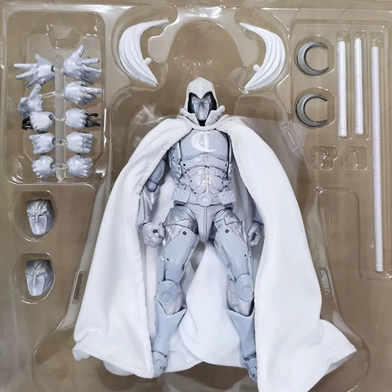 Фото Удивительная фигурка Yamaguchi Moon Knight, ПВХ, подвижная, коллекционная, Revoltech, Мстители, Марк Спектор, фигурка, модель игрушки 16 см №4
