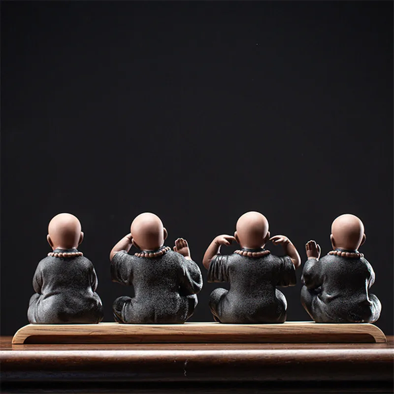 

Purple Clay Tea Pet Little Monk Figurine Office Ornaments Home Decoration Ceramic Small Abstract Statue Chinese Kung Fu Tea Set