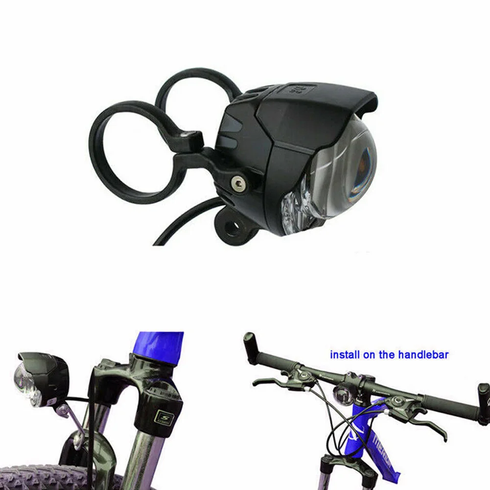 

E-bike DC12-80V LED Head Light Front Fork Handlebar Lamp Horn Scooter W/ Bracket Cycling Front Lamp Bicycle Accessories