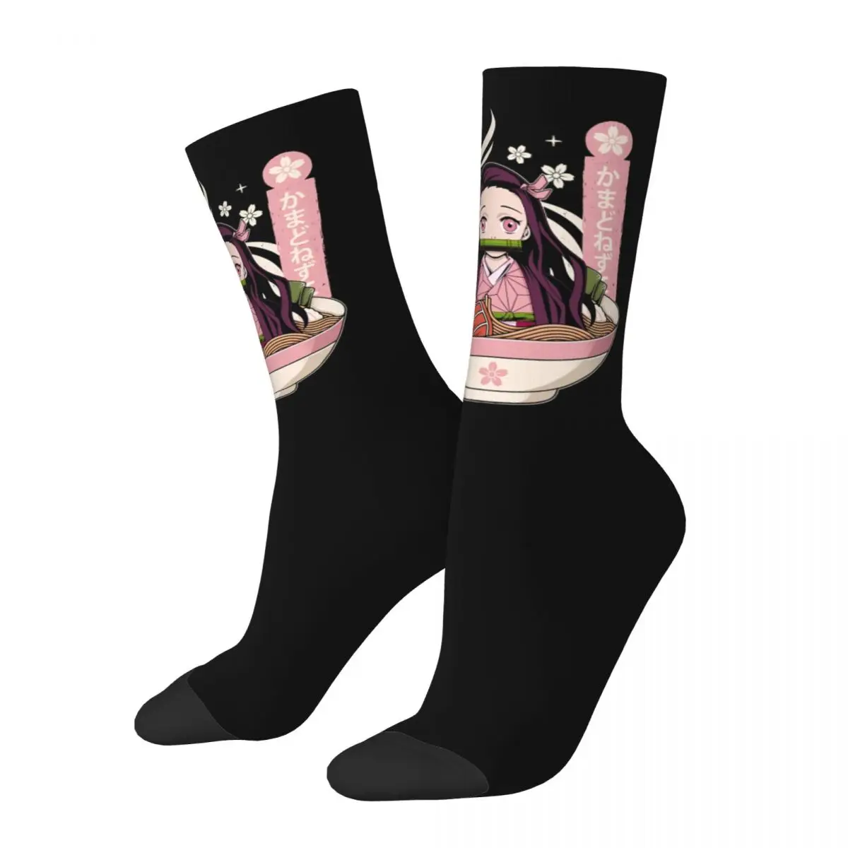 

Носки Nezuko Ra для мужчин и женщин, длинные из полиэстера, поглощающие пот, в стиле хип-хоп, аниме, для скейтборда, рассекающего демонов, киметасу, No Yaiba