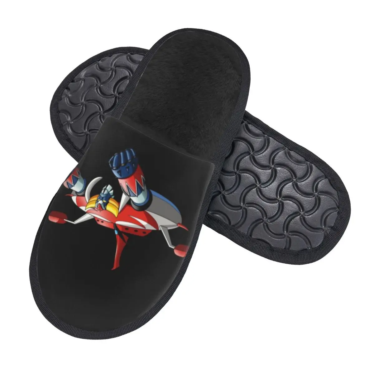 Женские домашние тапочки с НЛО и роботом на заказ уютные теплые пушистые Goldorak из