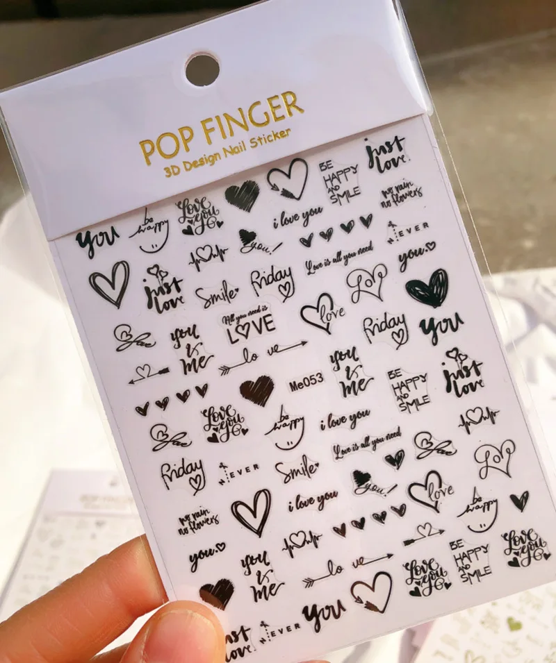 1PC 3D Nail Stickers Red Heart Love Self-Adhesive Slider Nail Art Decorations Valentine's Day Decals Manicure Accessories Tool