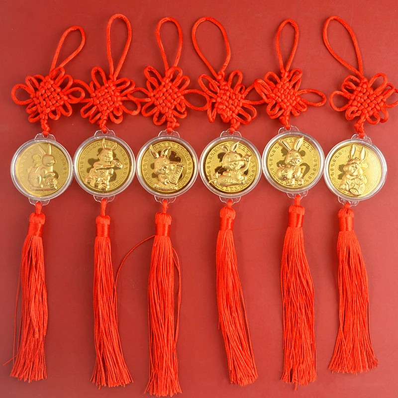 

2023 Year Of Zodiac Rabbit Chinese Souvenir Zodiac Coin Car Charm Home Decortion Pendant Gifts