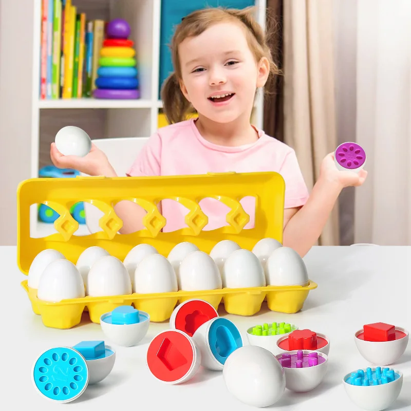 12/6 PCS Montessori Learning Education Math Smart Eggs 3D Puzzle Game For Children Popular Toys Jigsaw Mixed Shape Tools