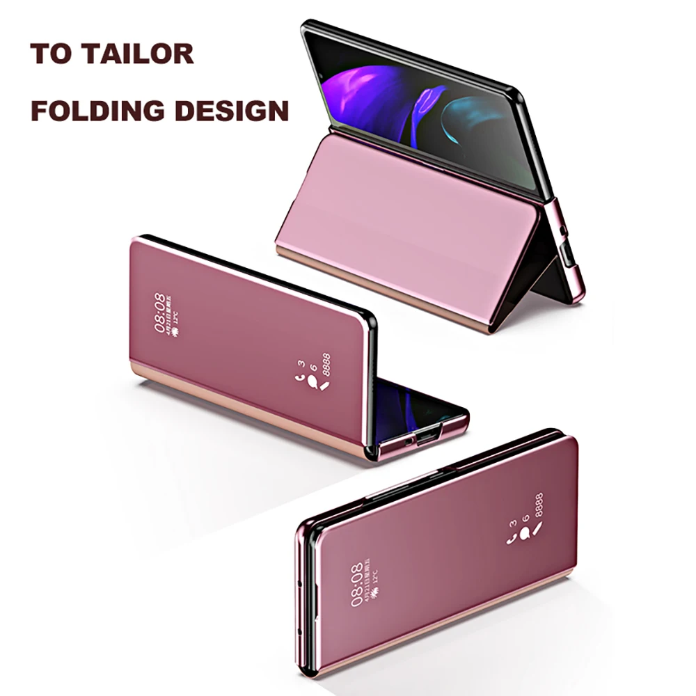Ultra-thin Mirror Phone Case For Samsung Galaxy Z Fold 4 3 2 5G Moblie Phones Fold2 Flod3 Flod4 Full Coverage Folding Case Cover